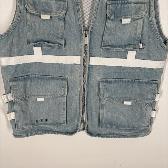 BDG Urban Outfitters Men Size S Blue Casual 90s Y2K Zip Front Denim Utility Vest - Picture 3 of 9